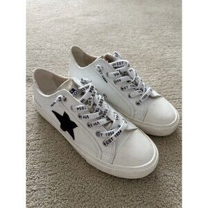 Havana Women's Letty Casual Lace-Up Sneakers White/Black, Size 8.5